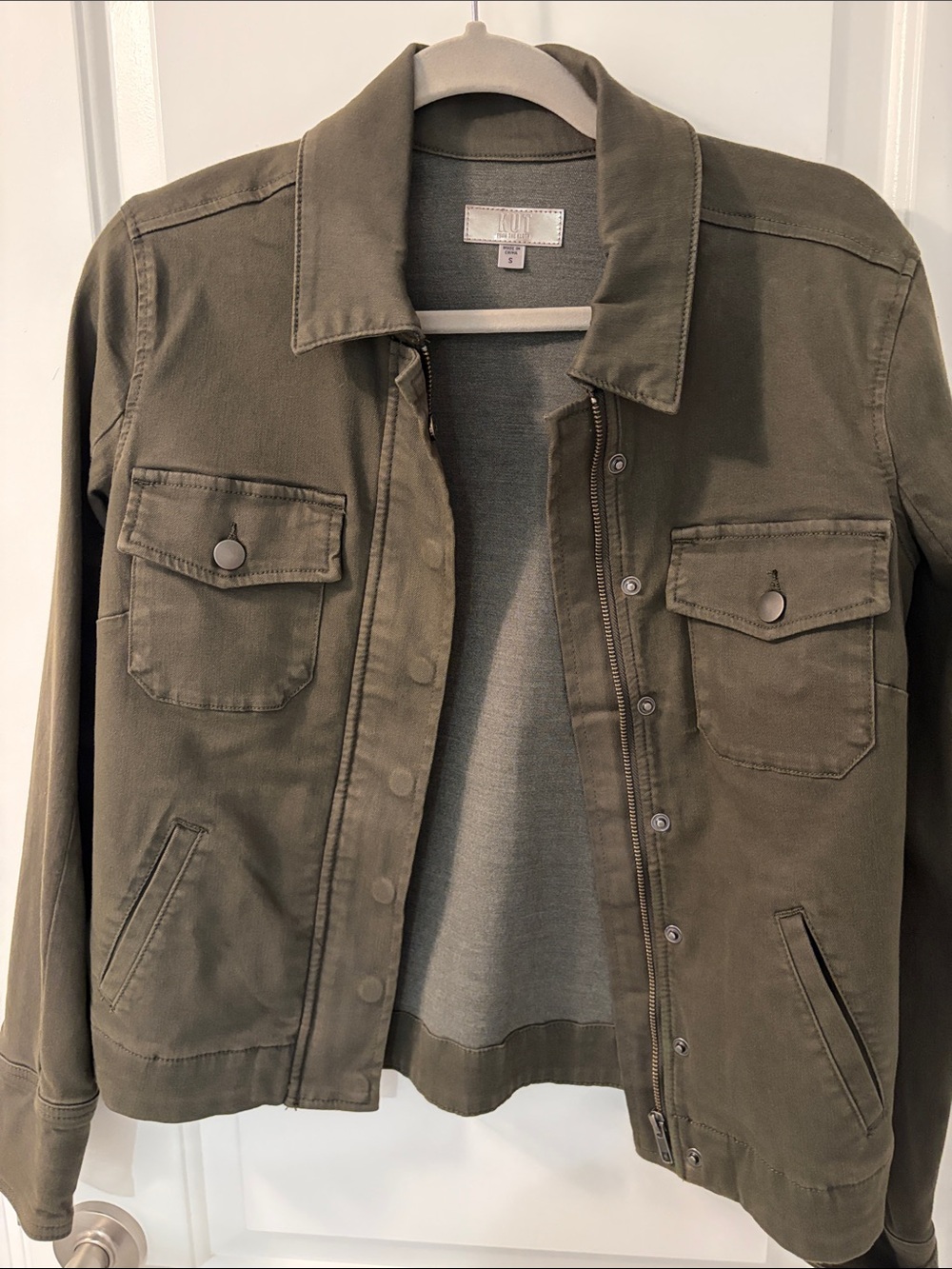 Kut from the Kloth Olive Utility Jacket with Snap Front